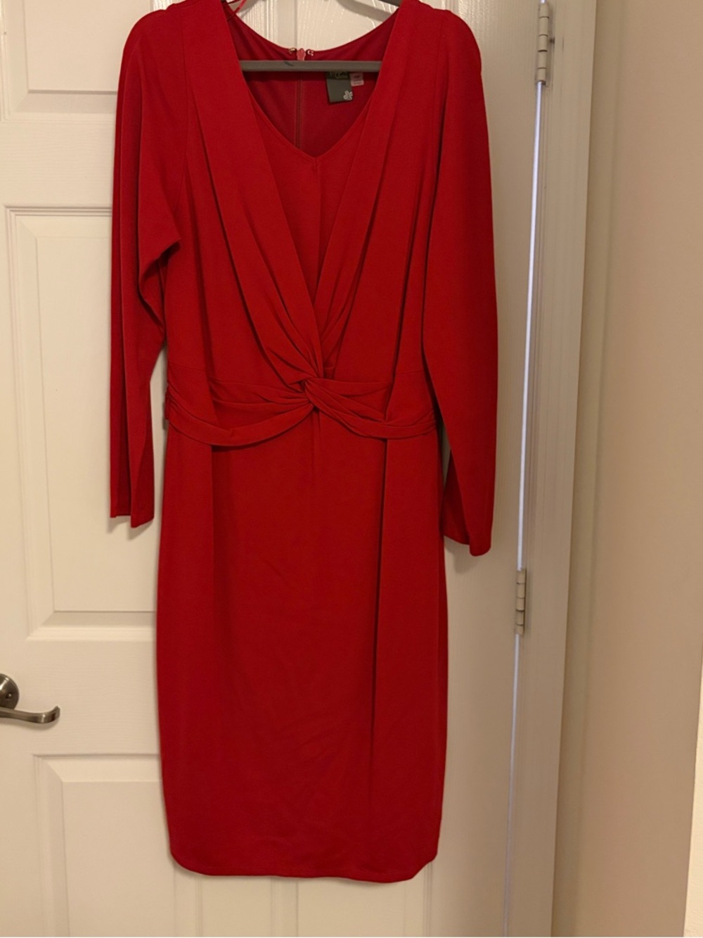 Taylor Red Twist-Front Long Sleeve Dress